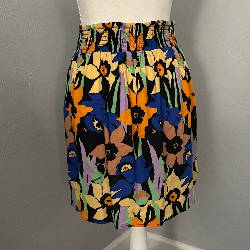 Roxy Golden Poppy Bold Floral Mini Flowy Skirt Size L